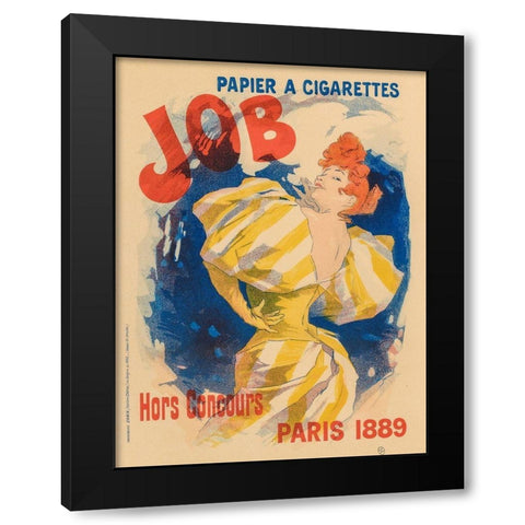 Job Cigarettes 1889 Black Modern Wood Framed Art Print with Double Matting by Cheret, Jules