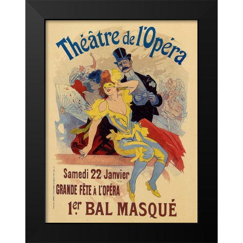 Theatre de LOpera 22nd Janvier Black Modern Wood Framed Art Print by Cheret, Jules