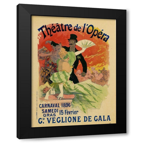 Theatre de LOpera 15th Fevrier Black Modern Wood Framed Art Print by Cheret, Jules