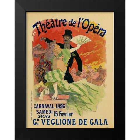 Theatre de LOpera 15th Fevrier Black Modern Wood Framed Art Print by Cheret, Jules