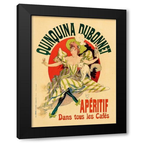 Quinquina Dubonnet Plate 109 Black Modern Wood Framed Art Print with Double Matting by Cheret, Jules