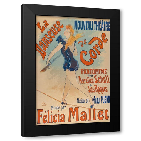 La danseuse de corde-1891 Black Modern Wood Framed Art Print by Cheret, Jules