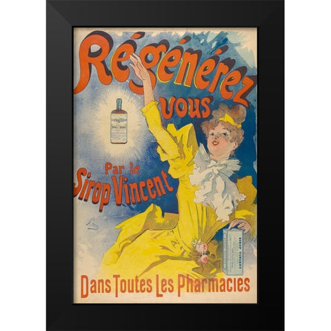 Sirop Vincent 1893 Black Modern Wood Framed Art Print by Cheret, Jules
