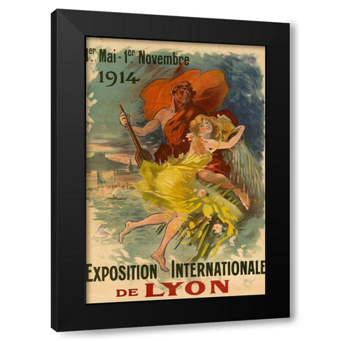Exposition internationale de Lyon Black Modern Wood Framed Art Print with Double Matting by Cheret, Jules