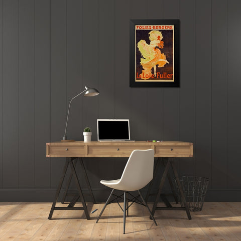 Loie Fuller Black Modern Wood Framed Art Print by Cheret, Jules