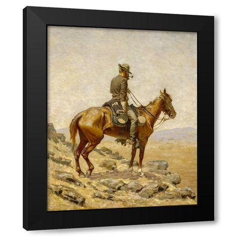 The Lookout Black Modern Wood Framed Art Print with Double Matting by Remington, Frederic