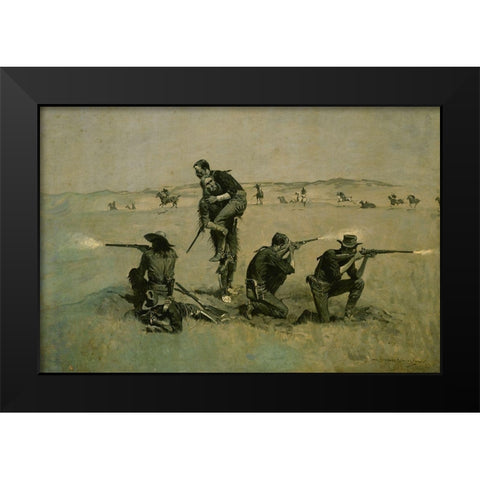 The Last Stand Black Modern Wood Framed Art Print by Remington, Frederic