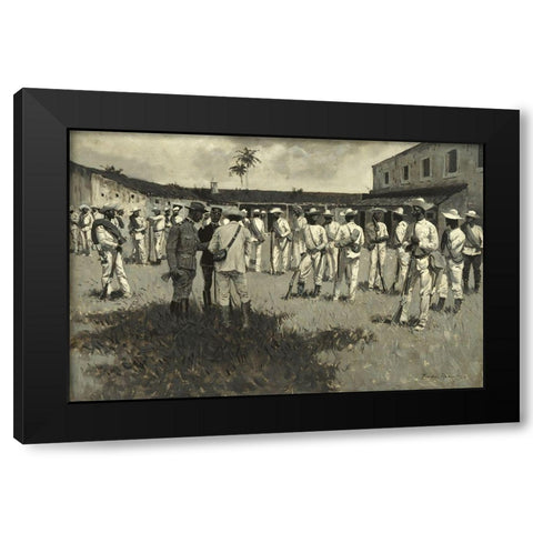 Disbanding Gomez Army Black Modern Wood Framed Art Print by Remington, Frederic