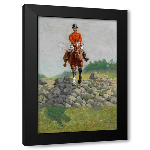 A Hunting Man Black Modern Wood Framed Art Print with Double Matting by Remington, Frederic