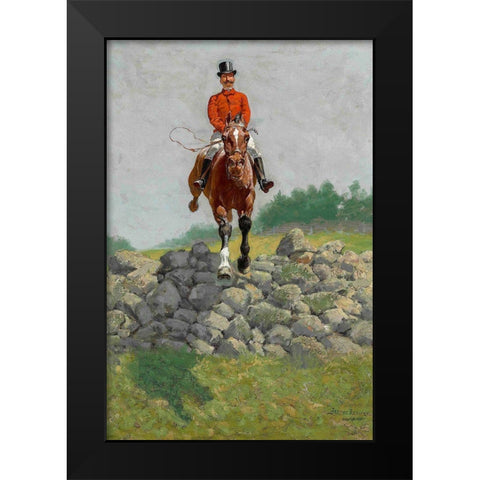 A Hunting Man Black Modern Wood Framed Art Print by Remington, Frederic