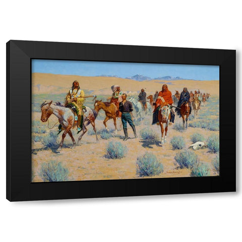 Missing Black Modern Wood Framed Art Print by Remington, Frederic