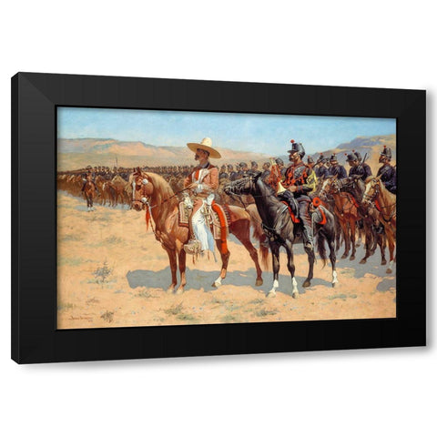 The Mexican Major Black Modern Wood Framed Art Print with Double Matting by Remington, Frederic