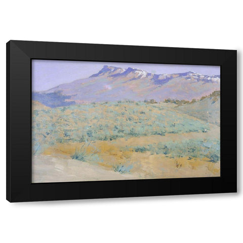 Blue prarie Black Modern Wood Framed Art Print with Double Matting by Remington, Frederic