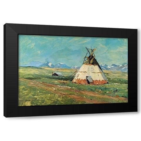Blackfoot Reservation Montana Black Modern Wood Framed Art Print by Shreyvogel, Charles