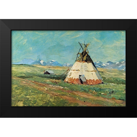Blackfoot Reservation Montana Black Modern Wood Framed Art Print by Shreyvogel, Charles