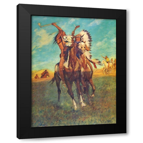 Fight to the Finish Black Modern Wood Framed Art Print by Shreyvogel, Charles
