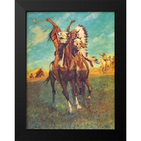 Fight to the Finish Black Modern Wood Framed Art Print by Shreyvogel, Charles