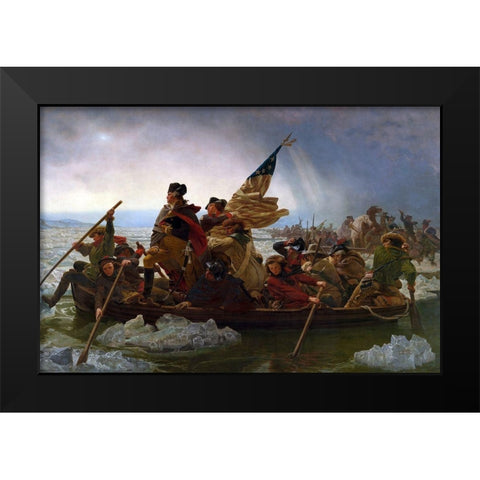 Washington Crossing the Delaware Black Modern Wood Framed Art Print by Leutze, Emanuel
