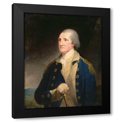 Portrait of George Washington (1785) Black Modern Wood Framed Art Print with Double Matting by Pine, Robert Edge