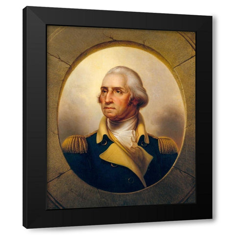 George Washington Black Modern Wood Framed Art Print with Double Matting by Peale, Rembrandt