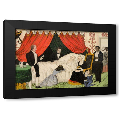 George Washington on His Deathbed Black Modern Wood Framed Art Print by Meister, John