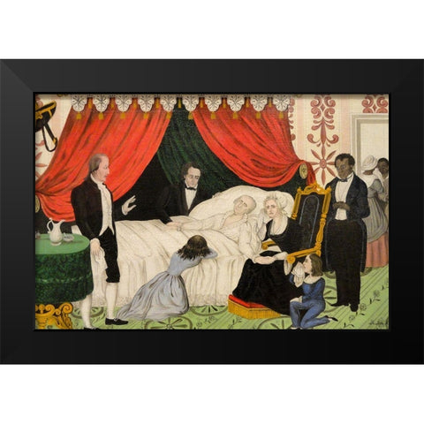 George Washington on His Deathbed Black Modern Wood Framed Art Print by Meister, John