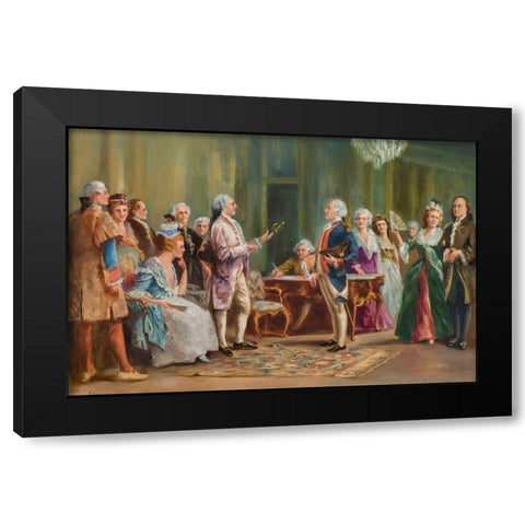 George Washington Accepting Lord Cornwalliss Sword Black Modern Wood Framed Art Print by Hemenway, Alice Spaulding
