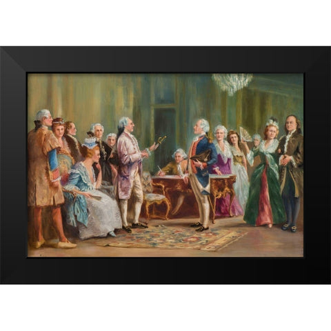 George Washington Accepting Lord Cornwalliss Sword Black Modern Wood Framed Art Print by Hemenway, Alice Spaulding