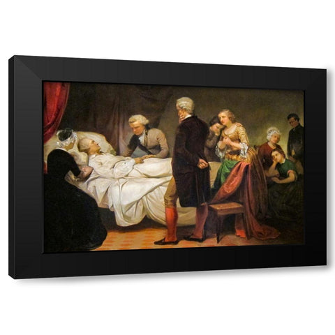 Washington on his Deathbed Black Modern Wood Framed Art Print by Stearns, Junius Brutus