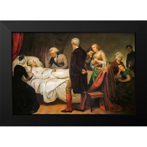 Washington on his Deathbed Black Modern Wood Framed Art Print by Stearns, Junius Brutus