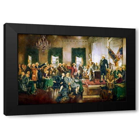Scene at the Signing of the Constitution of the United States Black Modern Wood Framed Art Print by Christy, Howard Chandler