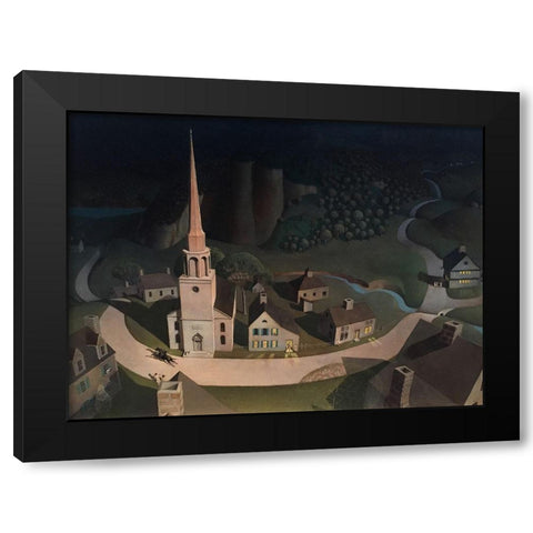 Midnight Ride of Paul Revere Black Modern Wood Framed Art Print with Double Matting by Wood, Grant