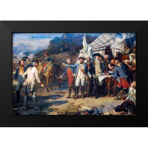 Siege of Yorktown Black Modern Wood Framed Art Print by Couder, Auguste