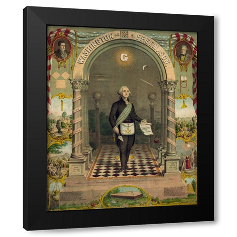 George Washington-freemason Black Modern Wood Framed Art Print by Strobridge and Gerlach