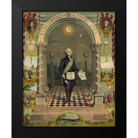 George Washington-freemason Black Modern Wood Framed Art Print by Strobridge and Gerlach