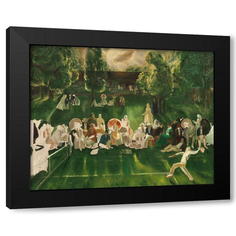 Tennis Tournament Black Modern Wood Framed Art Print with Double Matting by Bellows, George