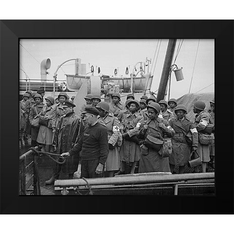 WWII U.S. Army nurses arrive at Greenock-Scotland Black Modern Wood Framed Art Print by U.S. Archives