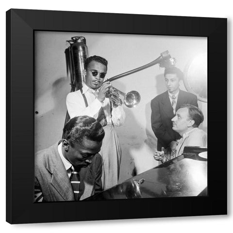 Howard McGhee-Brick Fleagle and Miles Davis-1947 Black Modern Wood Framed Art Print by Gottlieb, William