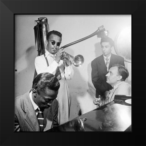 Howard McGhee-Brick Fleagle and Miles Davis-1947 Black Modern Wood Framed Art Print by Gottlieb, William