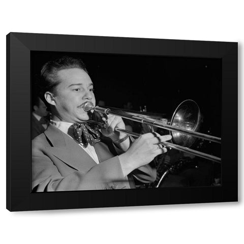 Jazz trombonist Eddie Bert 1947 Black Modern Wood Framed Art Print by Gottlieb, William