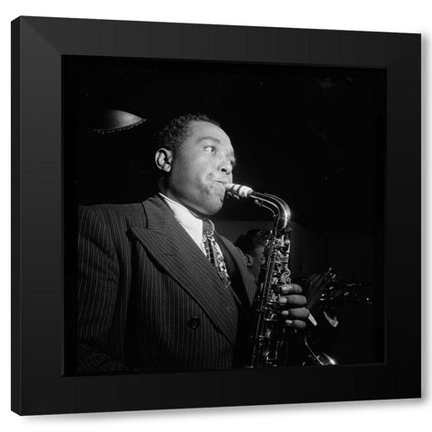 Charlie Parker in the Three Deuces of New York 1947 Black Modern Wood Framed Art Print with Double Matting by Gottlieb, William