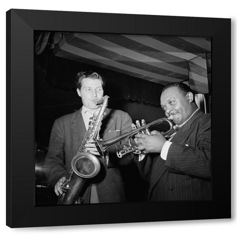 Rex William Stewart and Charlie Barnet  Aquarium-New York 1946 Black Modern Wood Framed Art Print by Gottlieb, William