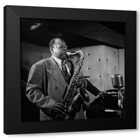 Coleman Hawkins Three Deuces-New York 1947 Black Modern Wood Framed Art Print with Double Matting by Gottlieb, William