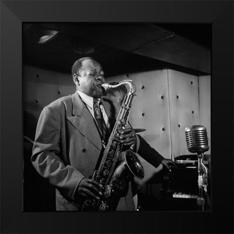 Coleman Hawkins Three Deuces-New York 1947 Black Modern Wood Framed Art Print by Gottlieb, William