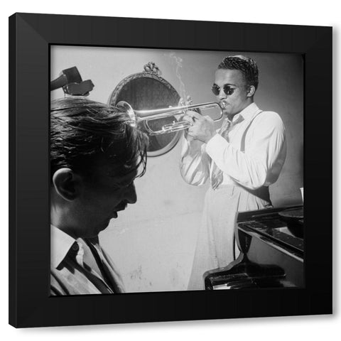 Howard McGhee and Brick Fleagle-New York 1947 Black Modern Wood Framed Art Print with Double Matting by Gottlieb, William