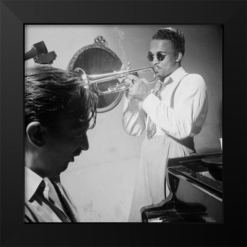 Howard McGhee and Brick Fleagle-New York 1947 Black Modern Wood Framed Art Print by Gottlieb, William