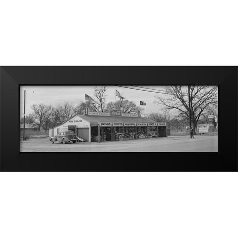 U.S. Highway 80-Texas-between Dallas and Fort Worth. Roadside stand-1942 Black Modern Wood Framed Art Print by Rothstein, Arthur