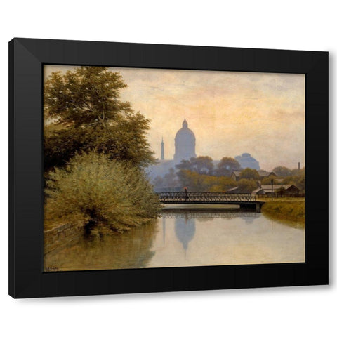 The Canal Morning Effect Black Modern Wood Framed Art Print by Gruelle, Richard Buckner