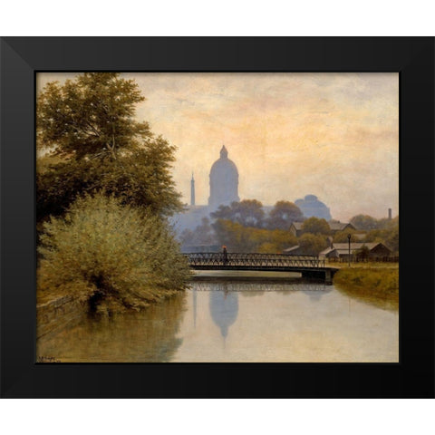 The Canal Morning Effect Black Modern Wood Framed Art Print by Gruelle, Richard Buckner