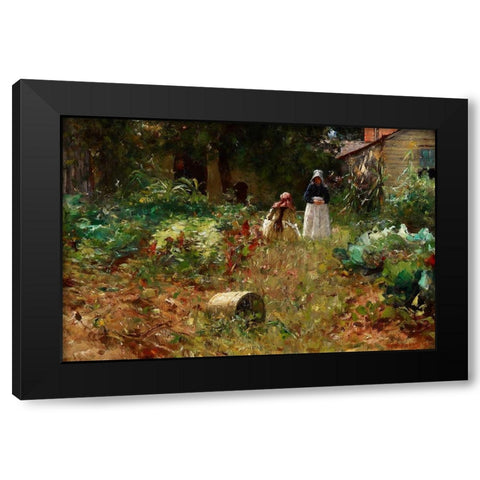 In the Garden Black Modern Wood Framed Art Print by Forsyth, William J.